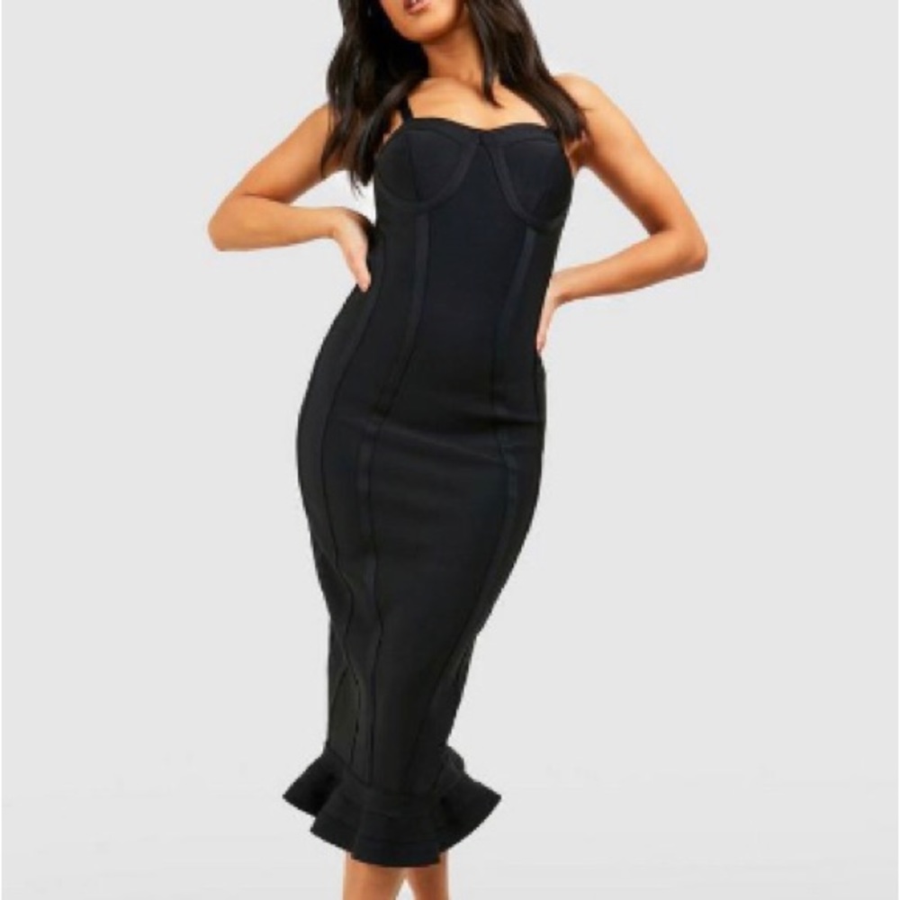 Black MIDI BANDAGE DRESS